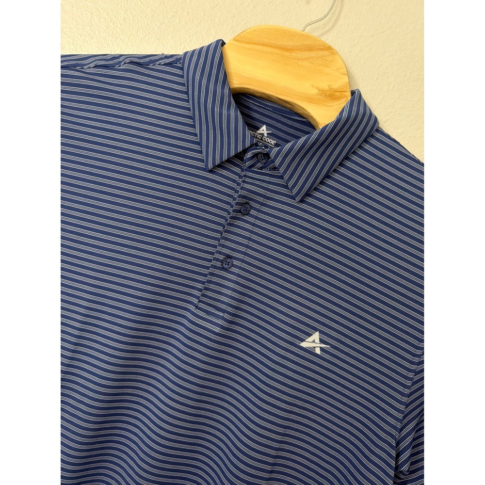 Arctic Cool Mens XL Midnight Navy Stripe HydroFreeze X Cooling‎ Polo NWT FLAW